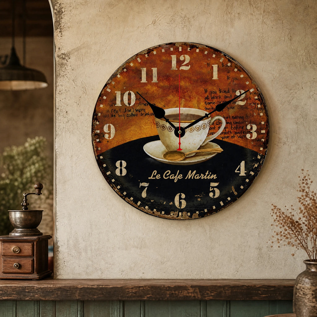 Horloge Murale Vintage Décor Café Rétro 30 cm - ITEM MURAL