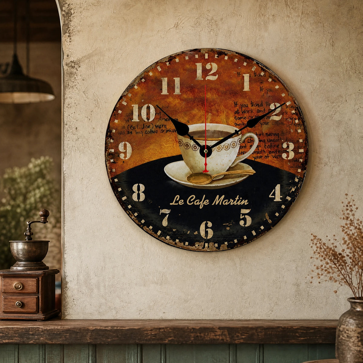 Horloge Murale Vintage Décor Café Rétro 30 cm - ITEM MURAL