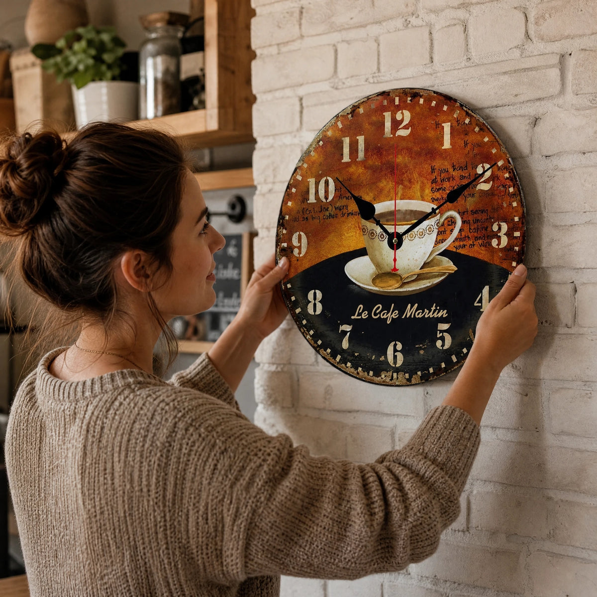 Horloge Murale Vintage Décor Café Rétro 30 cm - Utilisation GLOBALE