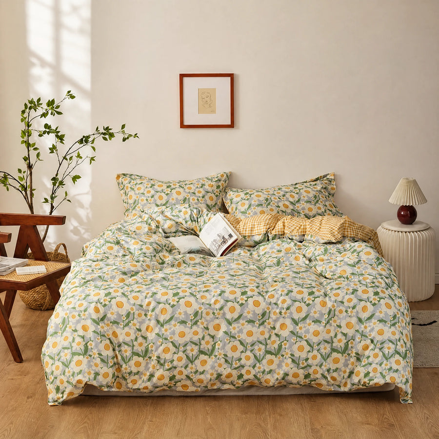 Housse de Couette Fleurie Motif Marguerites Vintage - OBJETS VARIES