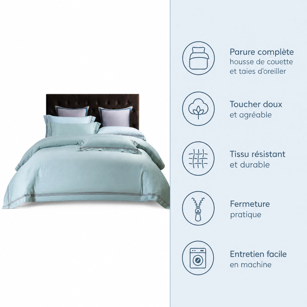 Housse de Couette Satin avec Passepoil Décoratif - Bénéfices produit