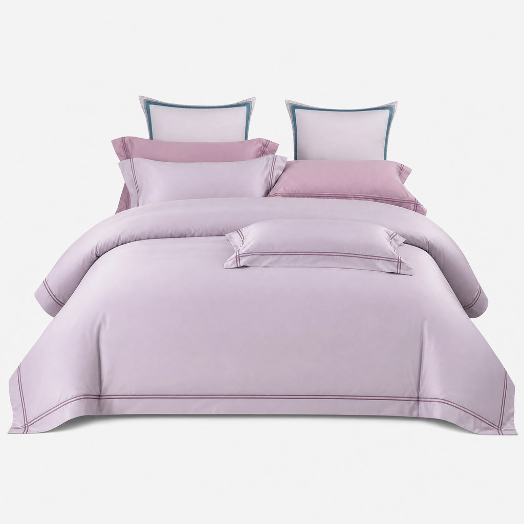 Housse de Couette Satin avec Passepoil Décoratif - Mer bleue / 1.2M / Drap-housse … (4 tailles)