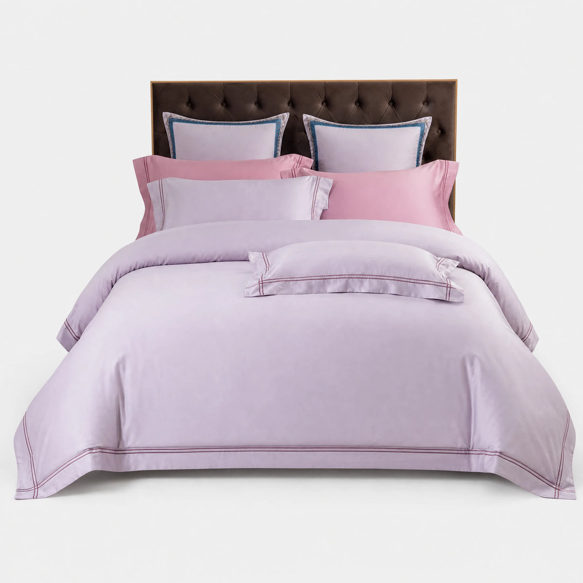 Housse de Couette Satin avec Passepoil Décoratif - Pâte de haricots / 1.2M / Drap-housse … (4 tailles)