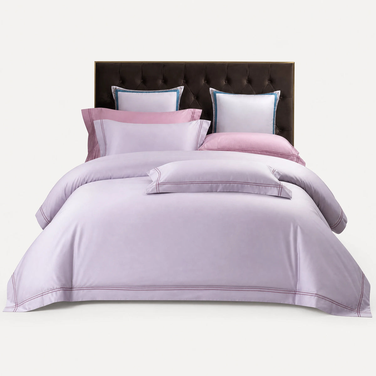Housse de Couette Satin avec Passepoil Décoratif - Vert gazon / 1.2M / Drap-housse … (4 tailles)