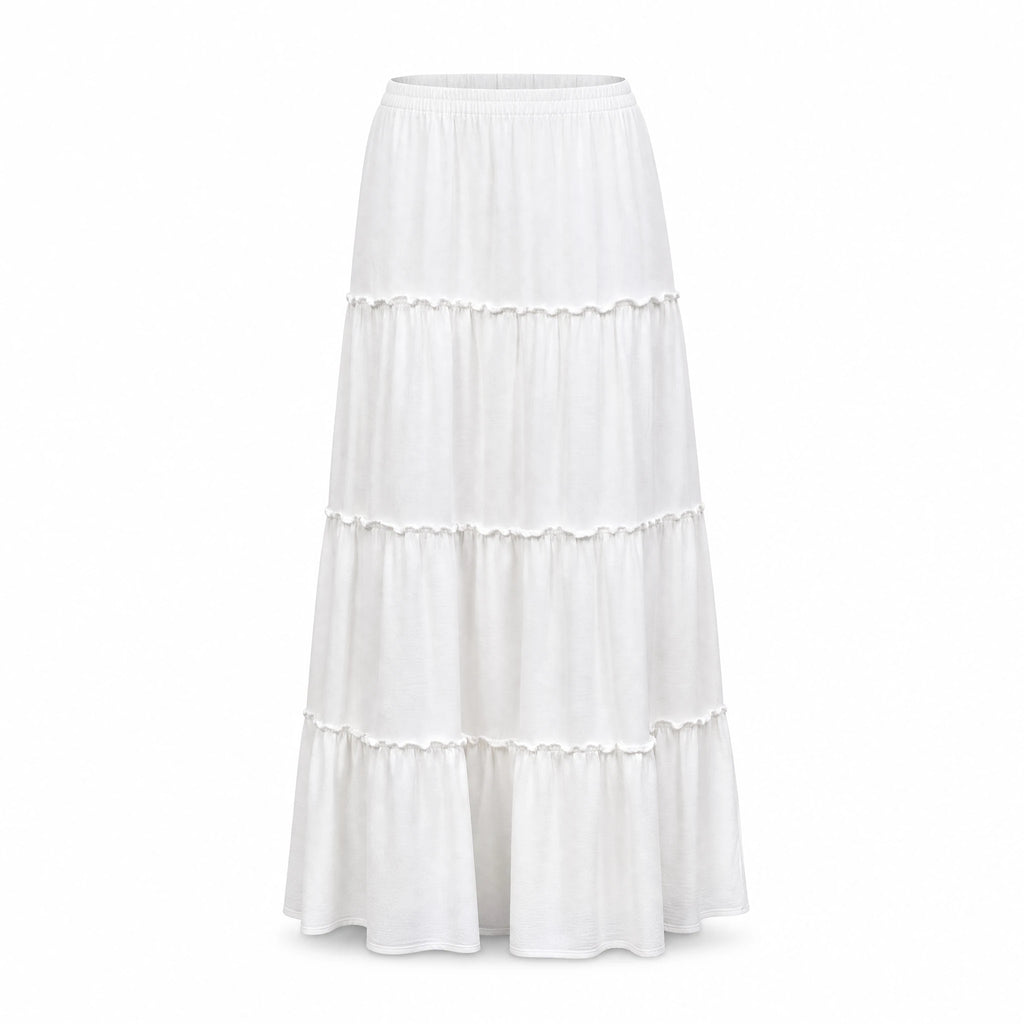 Jupe Longue Blanche Style Boheme - image principale