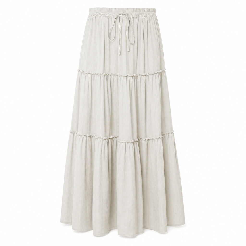 Jupe Longue Blanche Vintage Boheme Chic - image principale