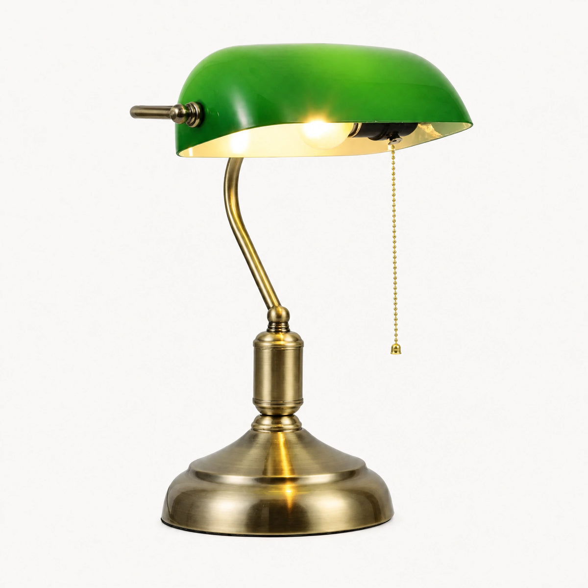 Lampe de Bureau Vintage à Abat-jour Ovale et Interrupteur Chaînette - Vert / EU plug / 85-265V