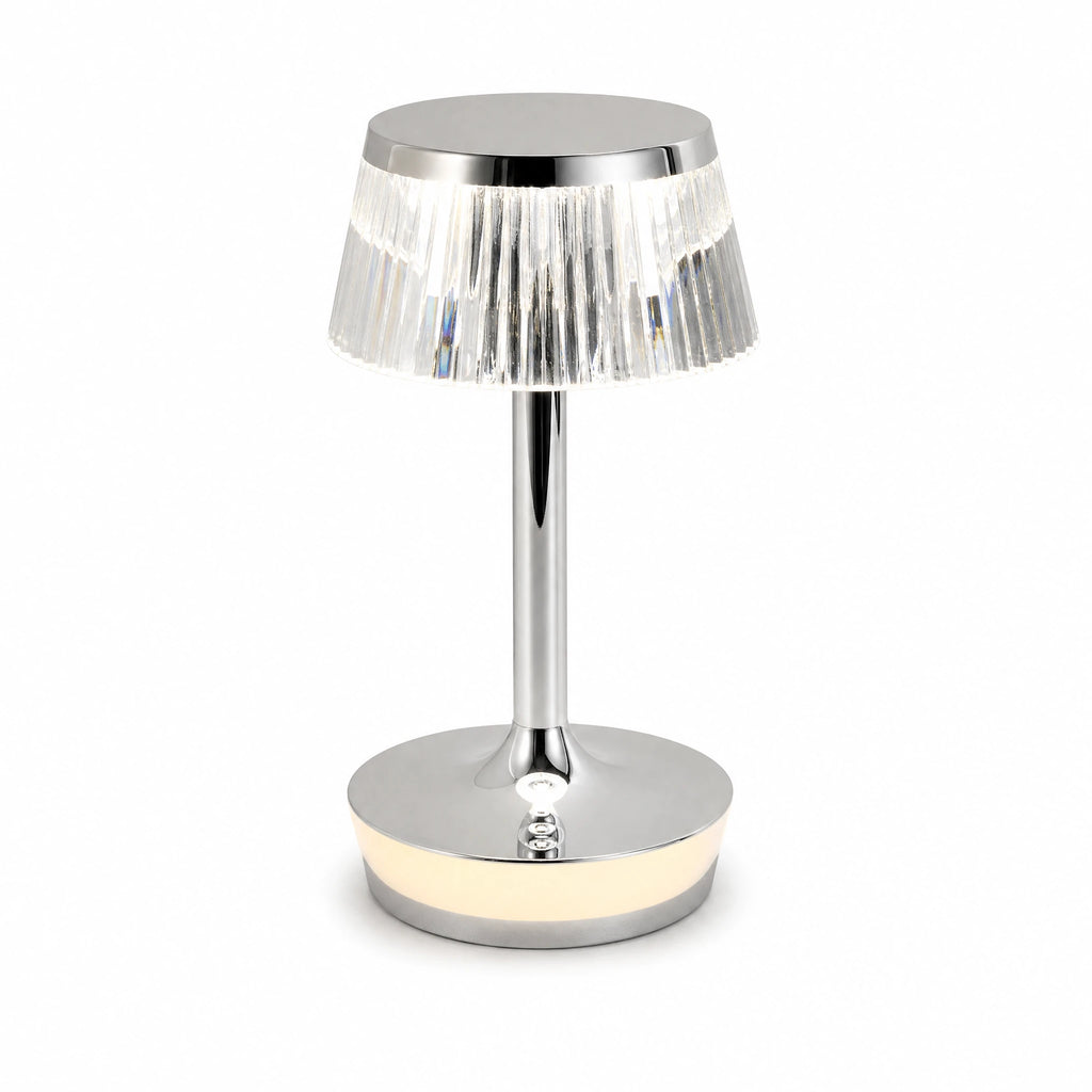 Lampe de table vintage en verre strié chromé - image principale
