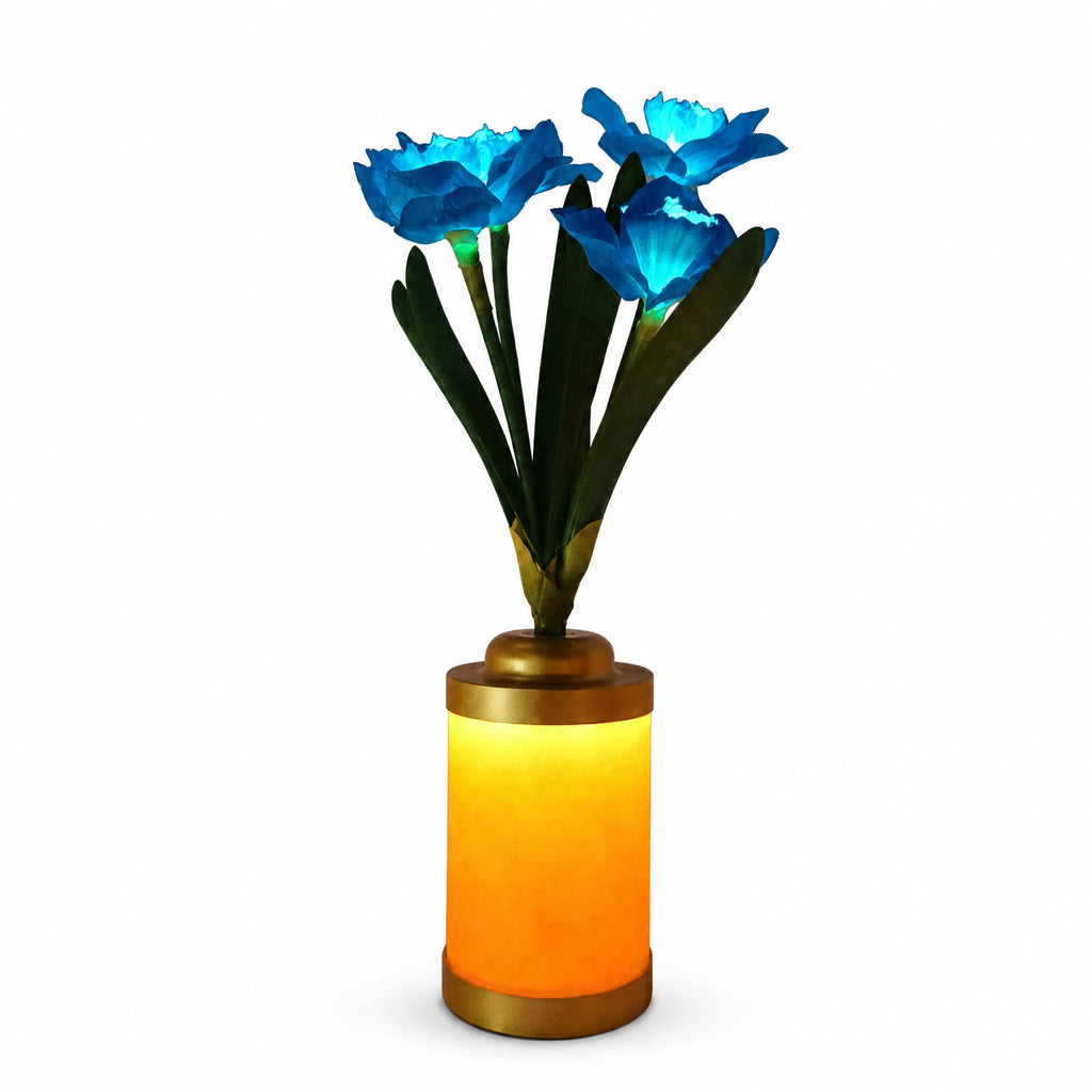Lampe fleur lumineuse jonquille jaune avec socle LED - image principale