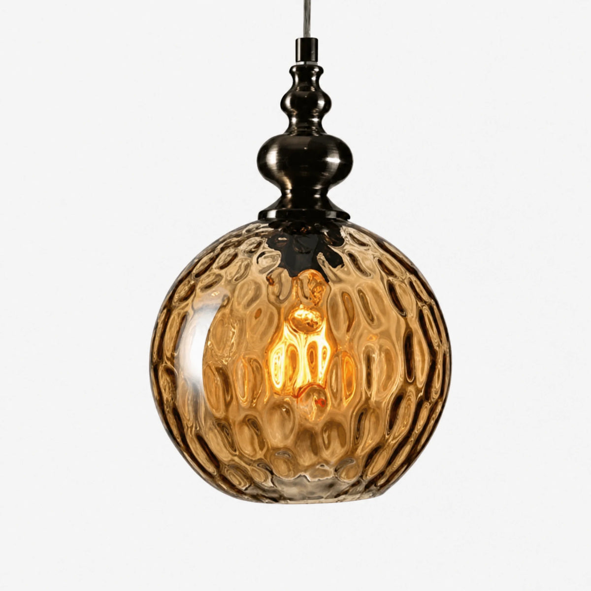 Lampe Suspendue Vintage Verre Ambré à Globe - image principale