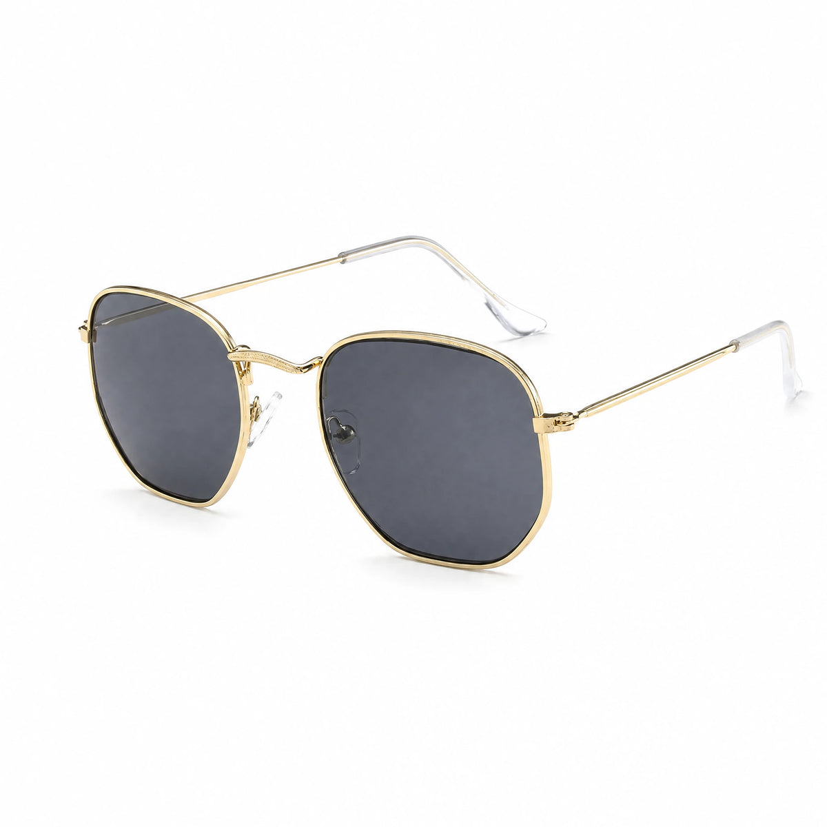 Lunettes de Soleil Rétro Hexagonales Dorées - image principale