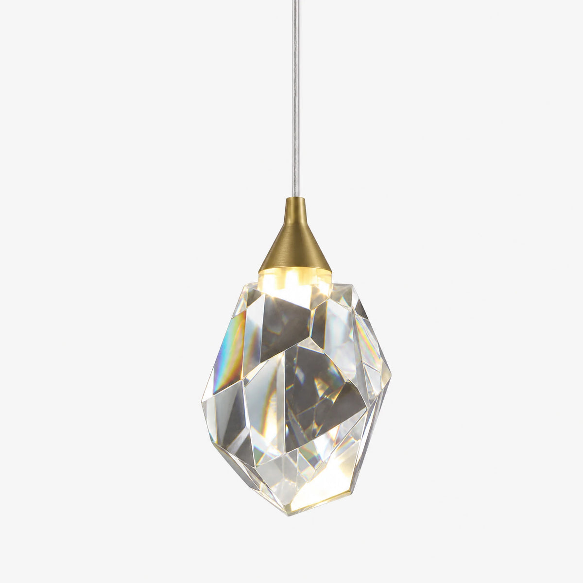 Lustre cristal vintage à facettes géométriques dorées - image principale