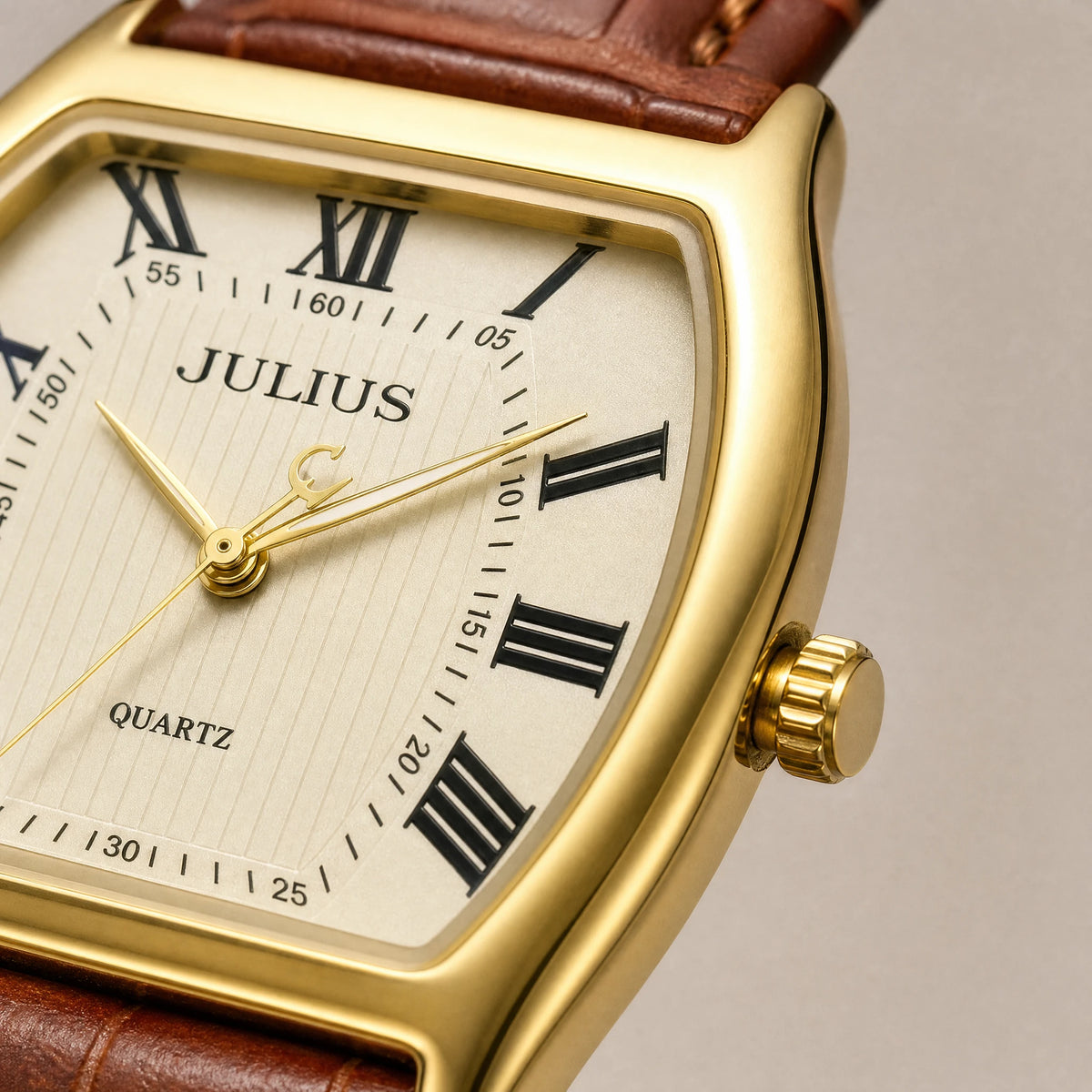 Montre Homme Cuir Rétro Année 80 - close-up détail matière