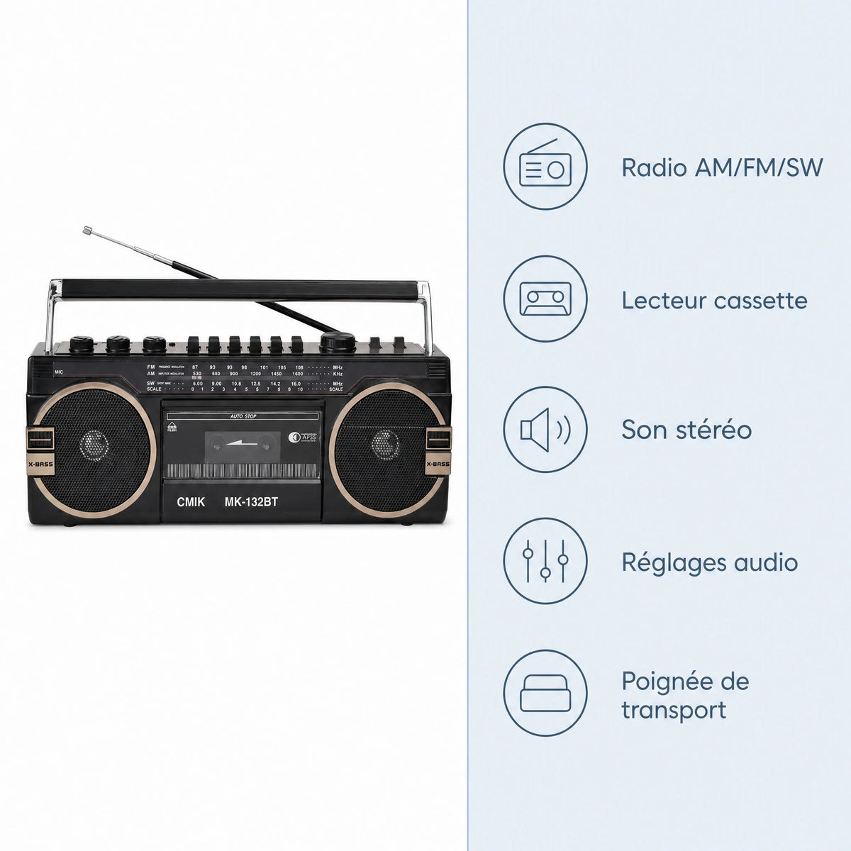 Poste Radio Cassette Rétro Style Années 80 - Bénéfices produit