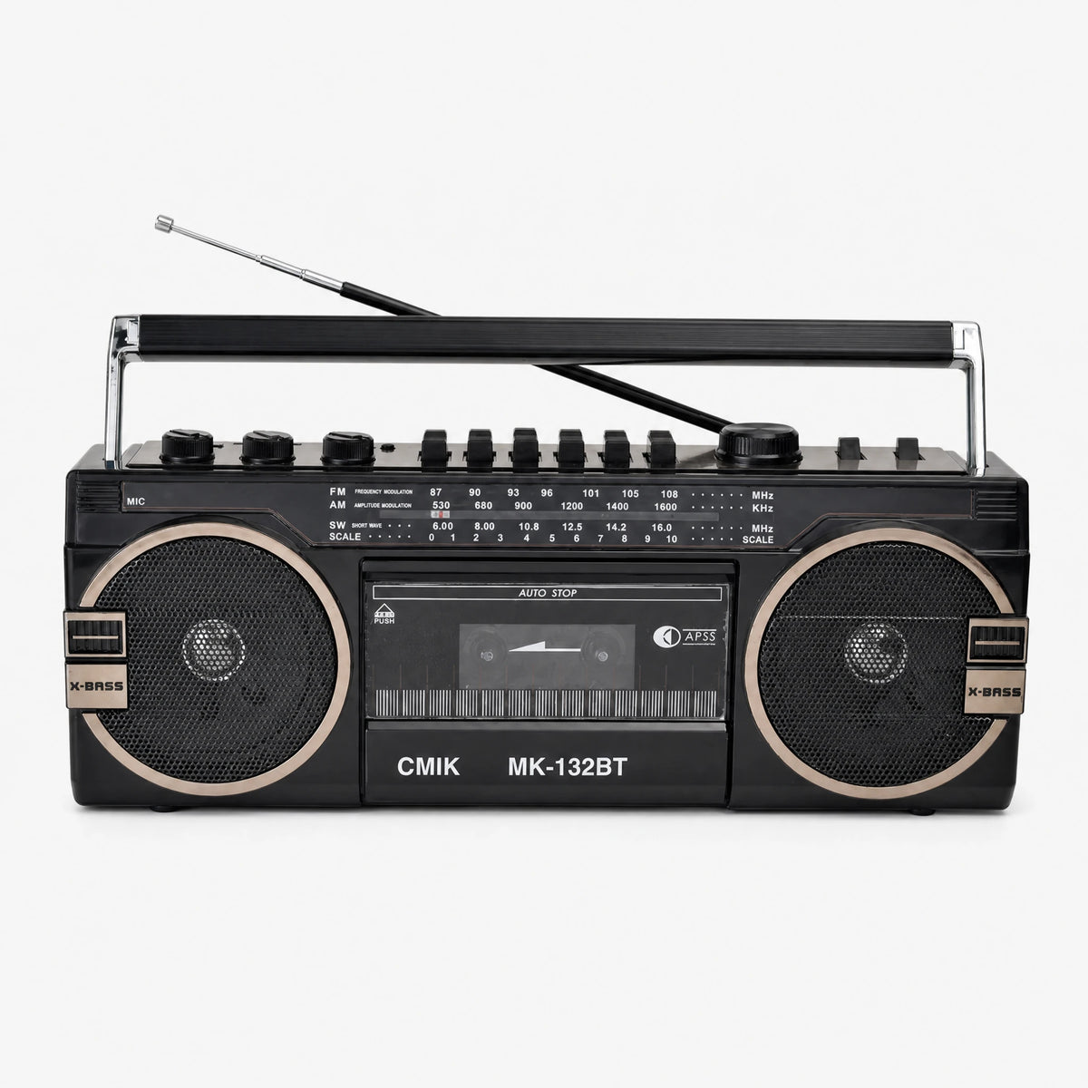 Poste Radio Cassette Rétro Style Années 80 - Noir