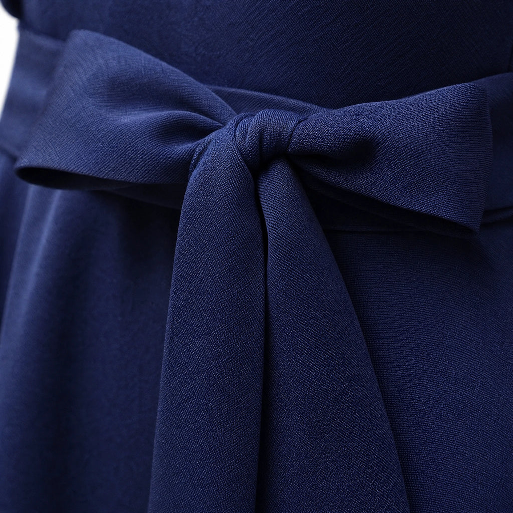 Robe Bleu Vintage Longue Année 60 - close-up détail matière