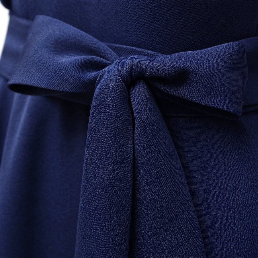Robe Bleu Vintage Longue Année 60 - close-up détail matière