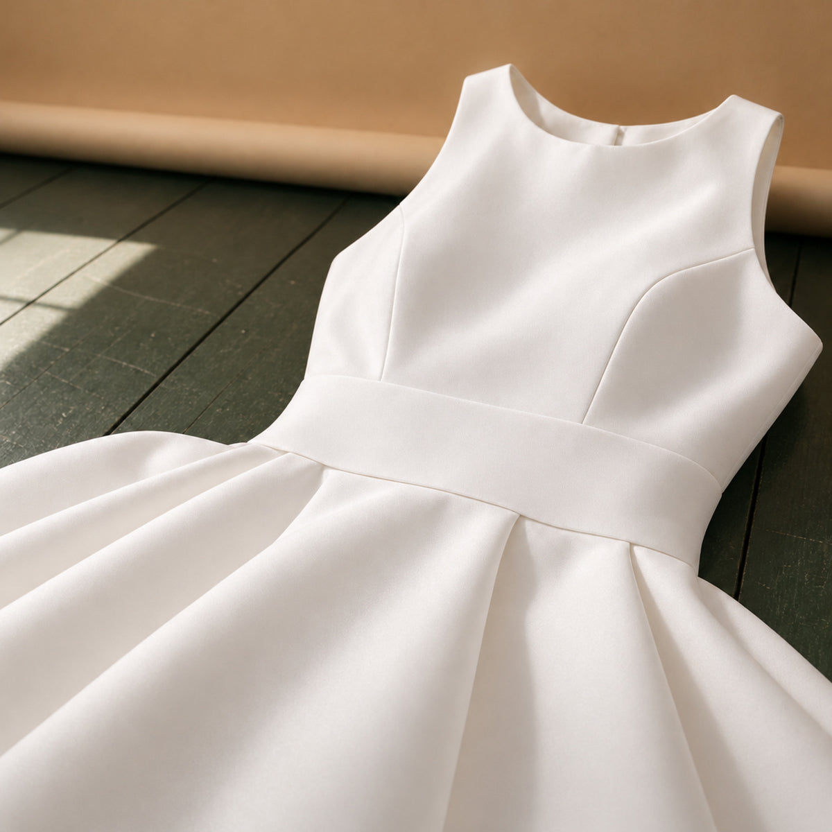 Gros plan sur le dos en dentelle et le corsage de la robe de mariée vintage mi-longue Image
