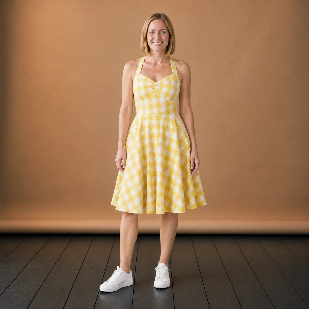 Robe Jaune Plaid des années 1950 - VETEMENT Studio FEMME