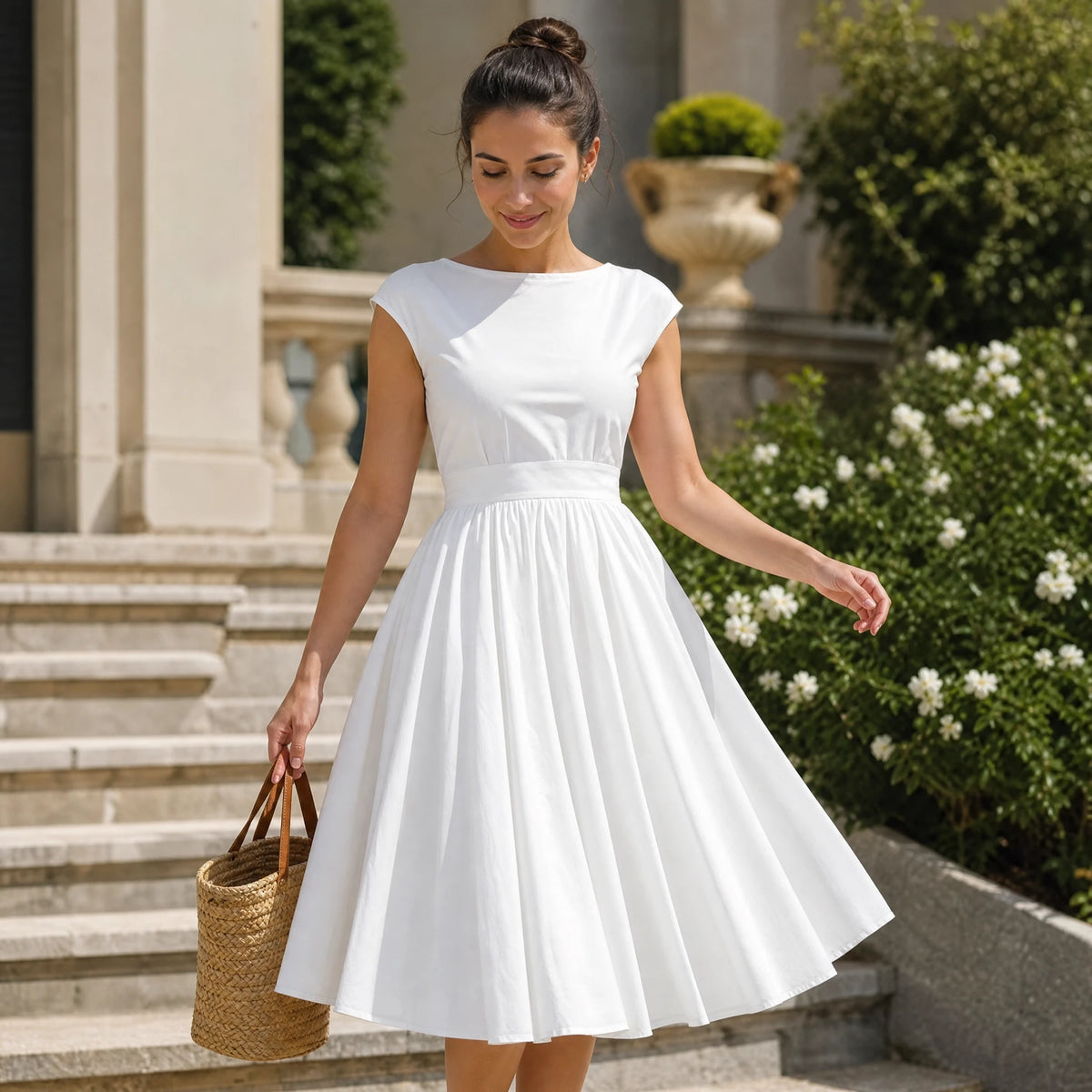 Robe Vintage Année 60 Blanche - Utilisation GLOBALE