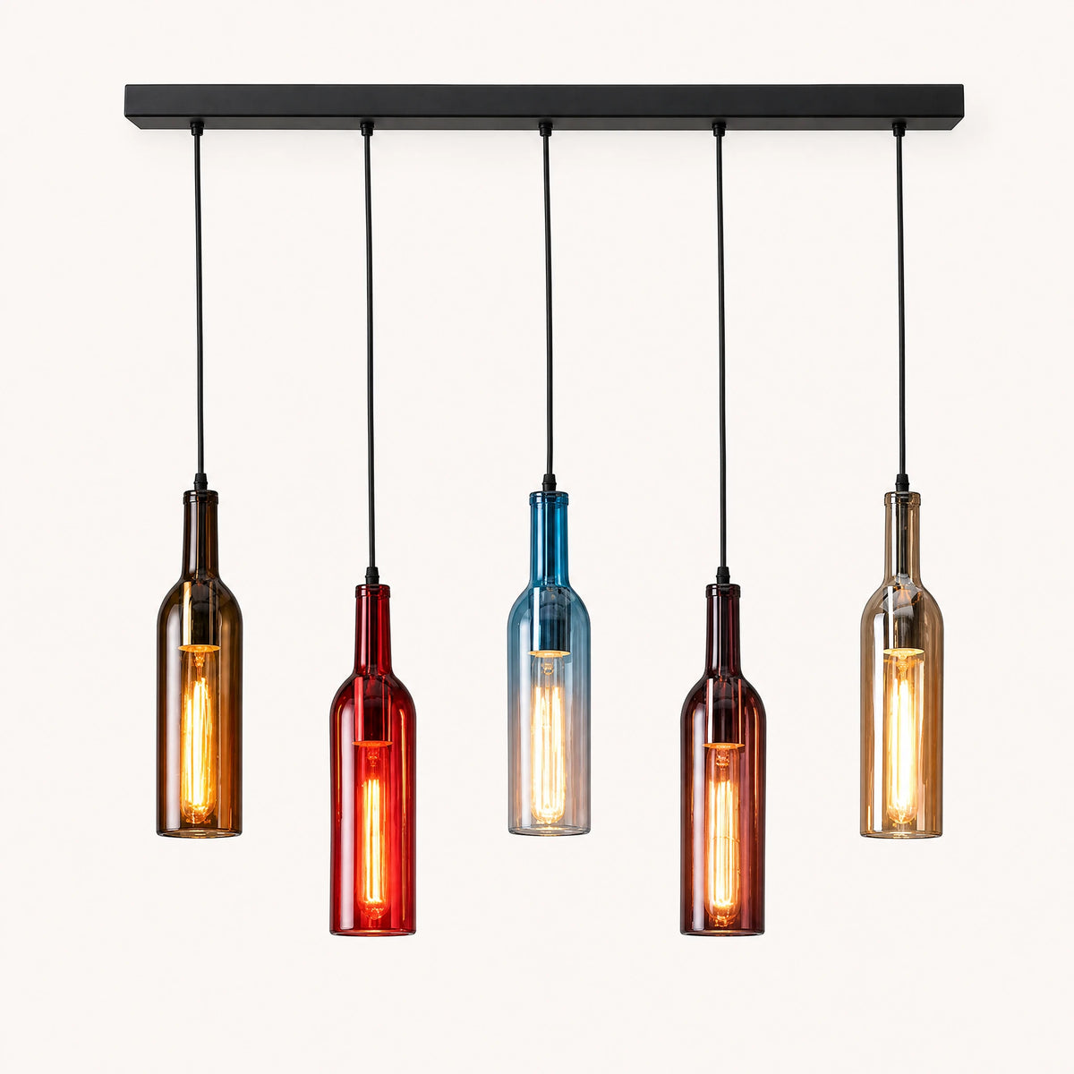 Suspension Bouteille Verre Coloré Vintage Teintée - image principale