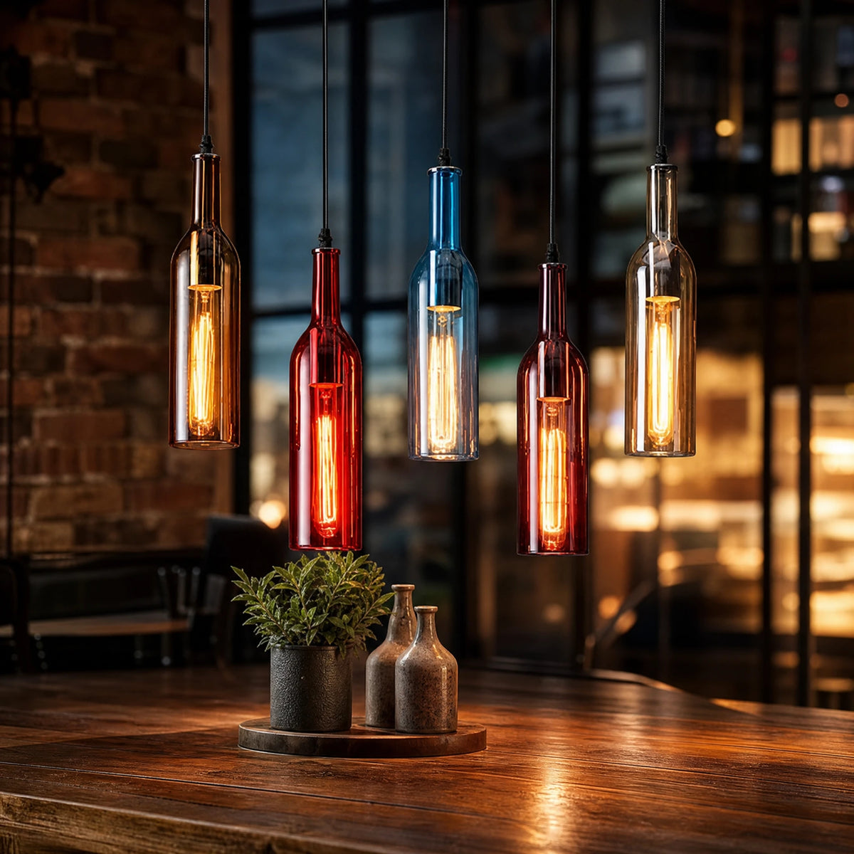 Suspension Bouteille Verre Coloré Vintage Teintée - OBJETS VARIES