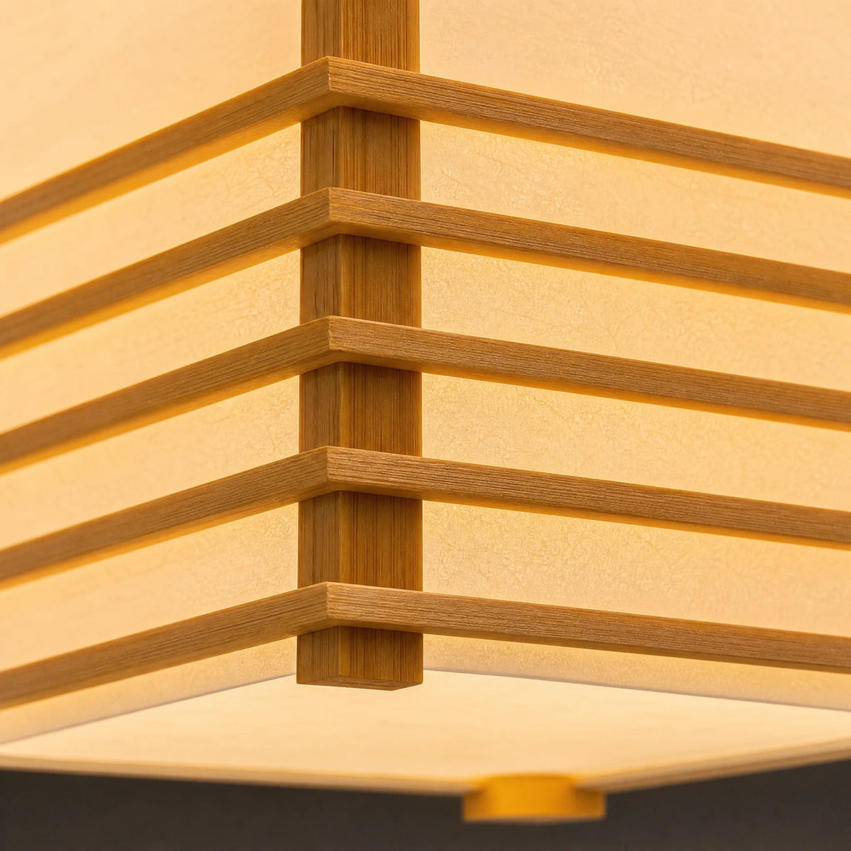 Suspension Japonaise Bois à Lamelles Style Maison de Thé - close-up détail matière