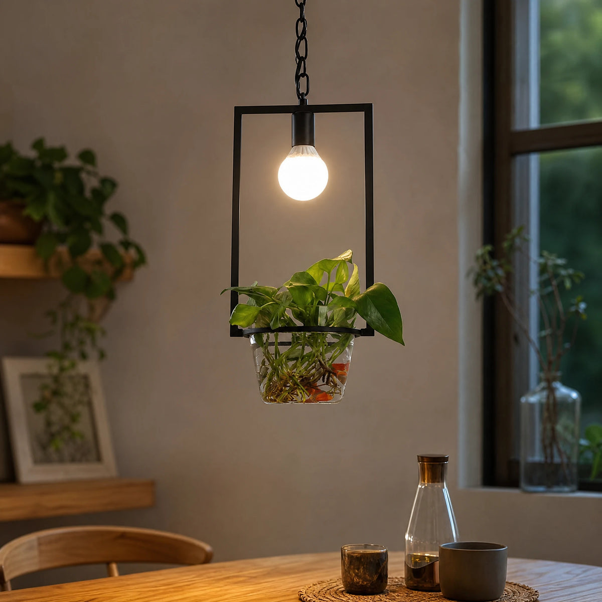 Suspension Luminaire Végétale avec Support Plante Vintage - OBJETS VARIES