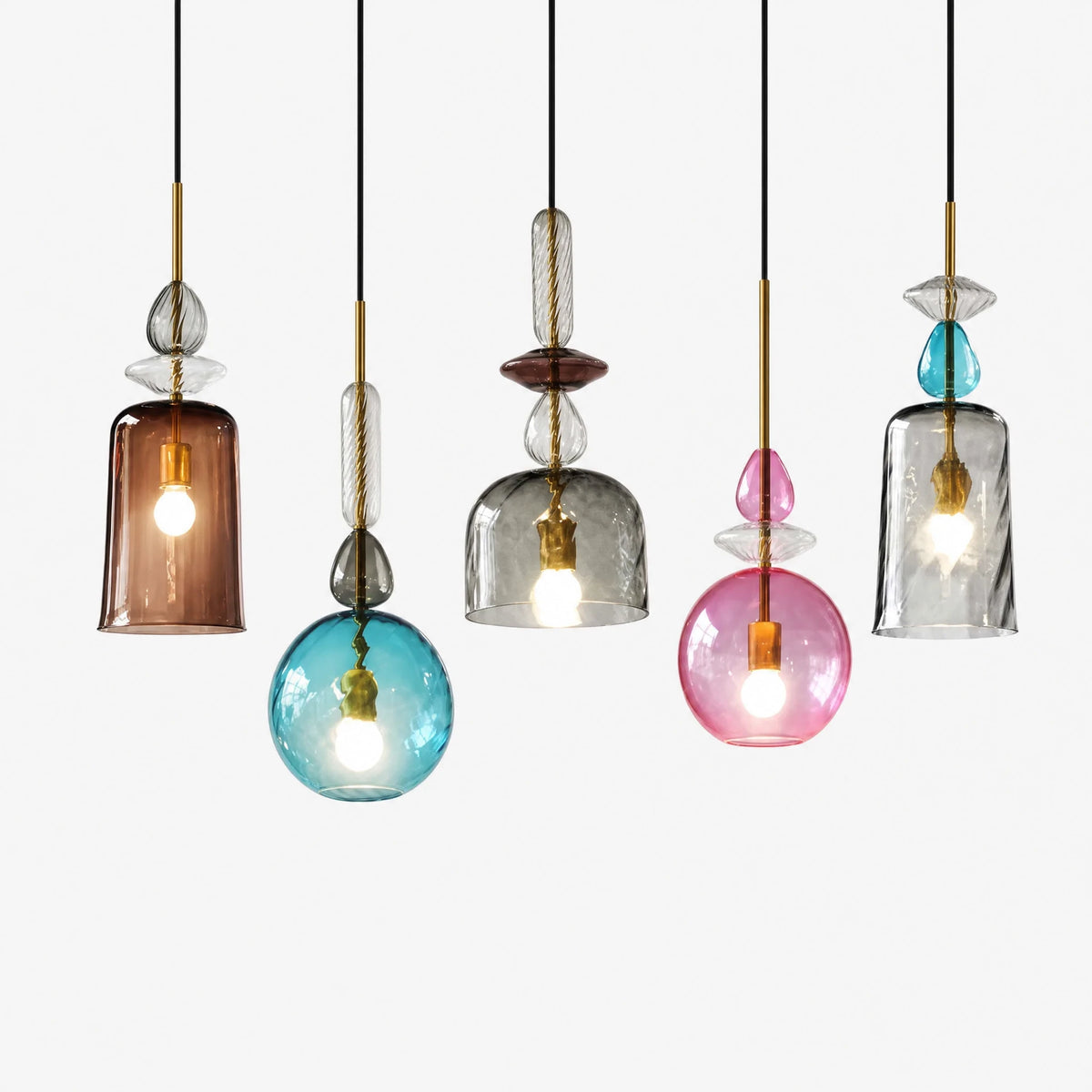 Suspension Verre Vintage à Formes Artisanales - image principale