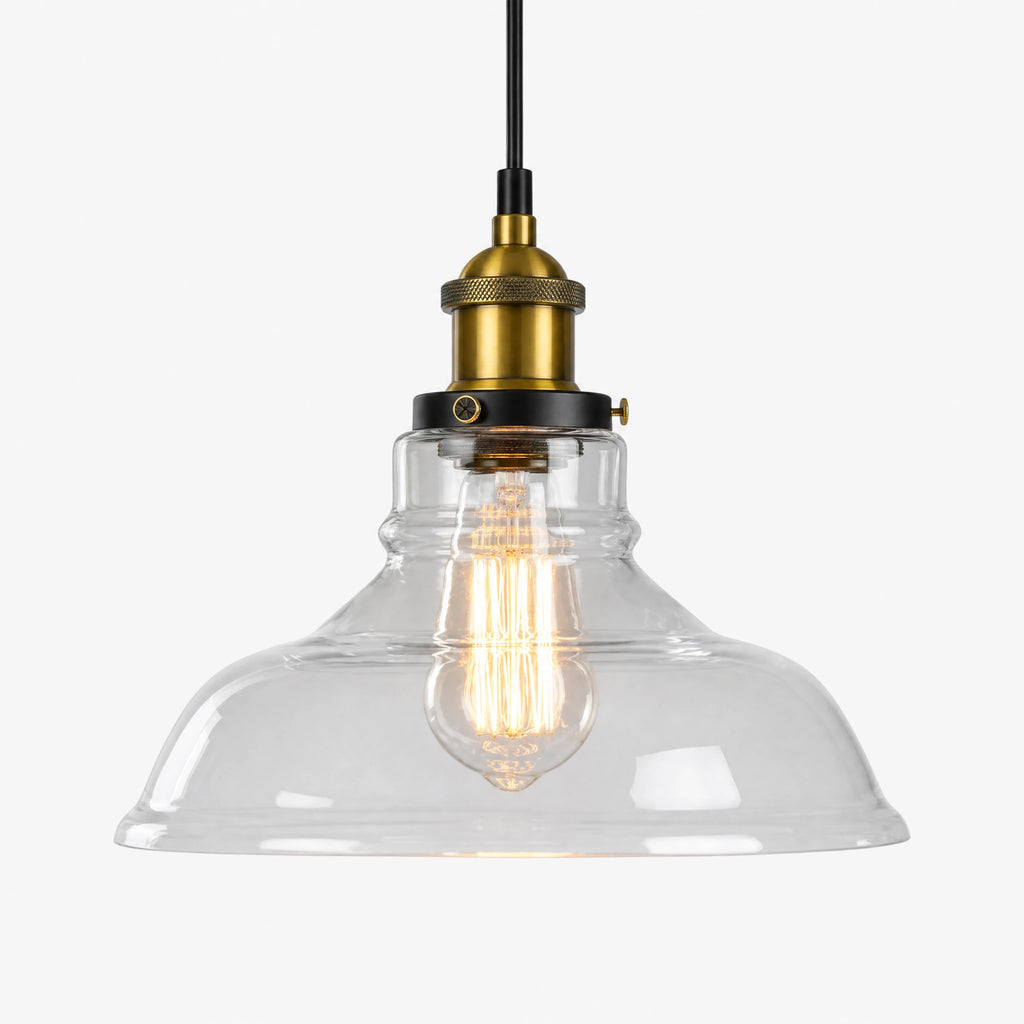 Suspension Verre Vintage Abat-Jour Transparent Laiton - image principale
