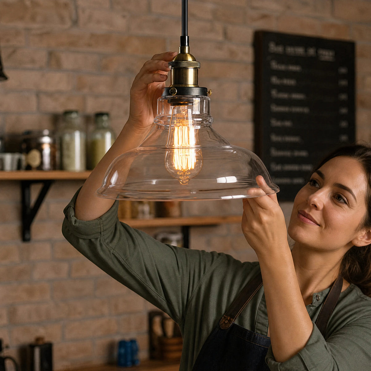 Suspension Verre Vintage Abat-Jour Transparent Laiton - Utilisation GLOBALE