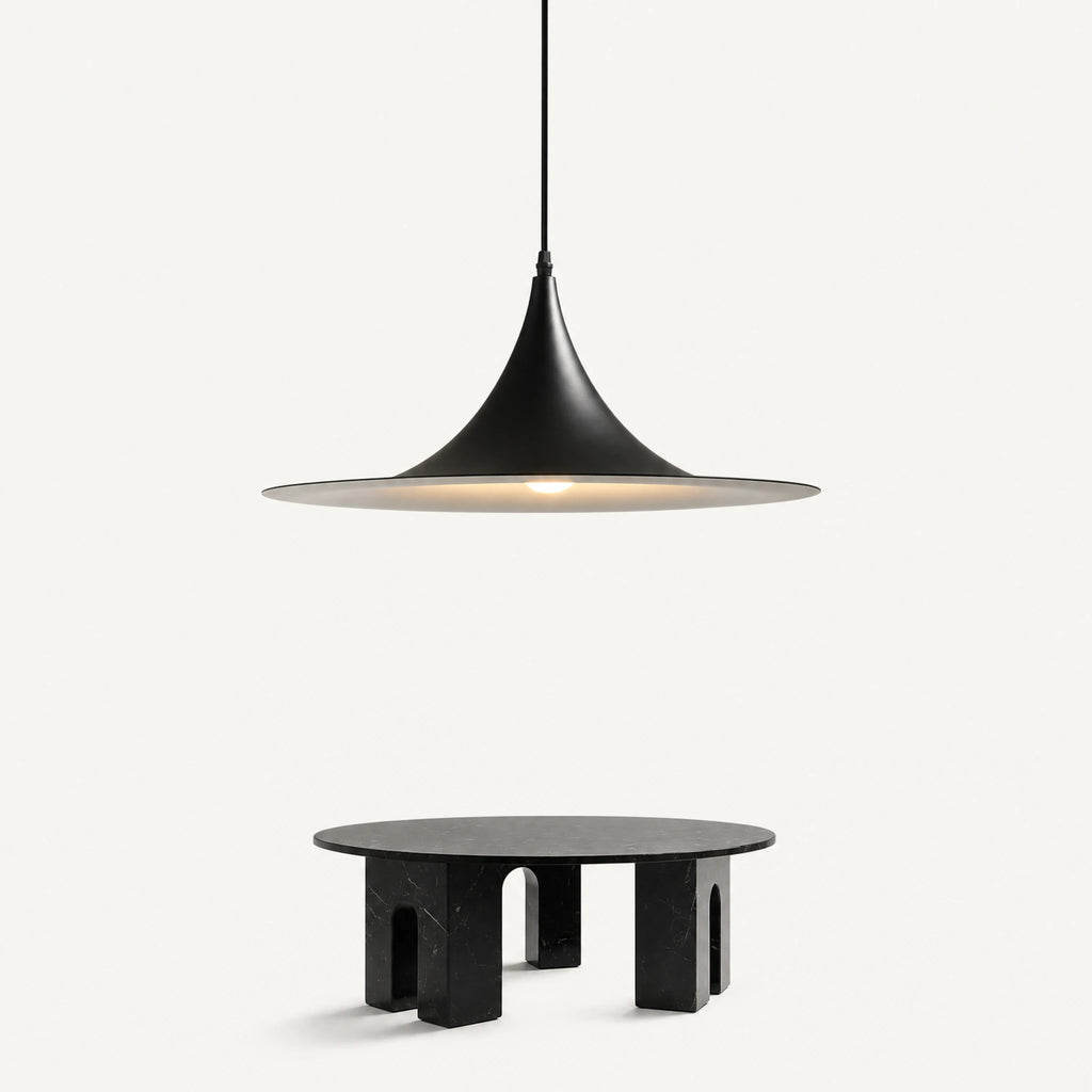 Suspension vintage design conique en aluminium noir ou gris - image principale