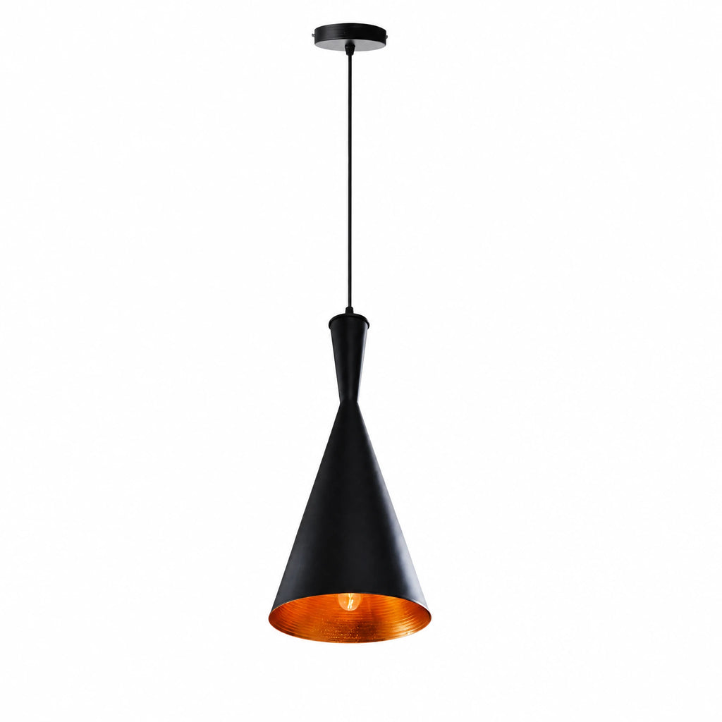 Suspension Vintage Noire et Cuivre Conique - image principale