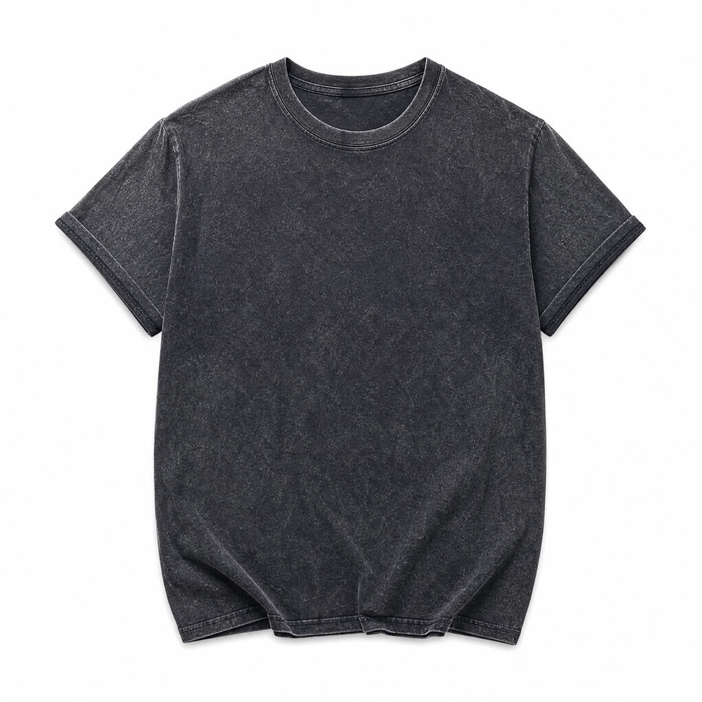 T-shirt vintage à manches courtes de couleur unie pour hommes - image principale