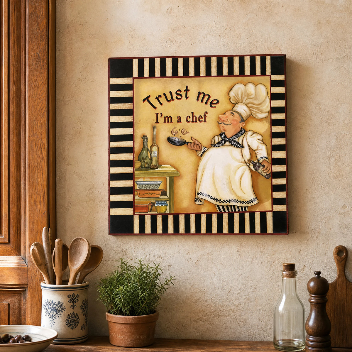 Tableau Cuisine Vintage avec Chef Humoristique - ITEM MURAL