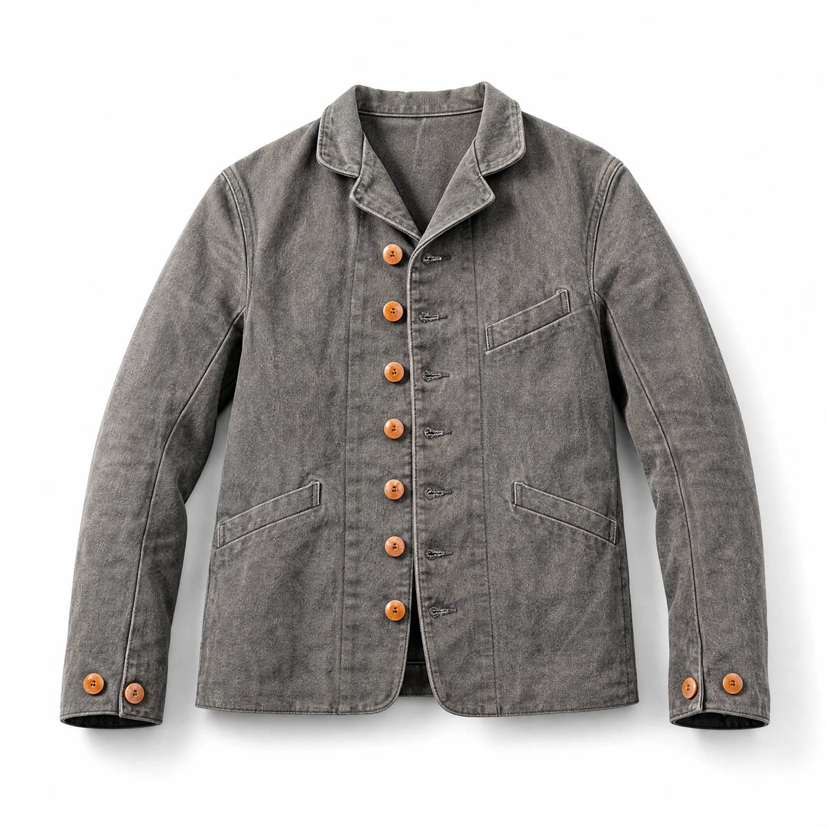 Veste de couleur unie multi-poches à revers vintage - image principale
