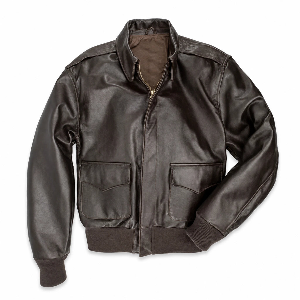 Veste en cuir Air Force à revers vintage - image principale