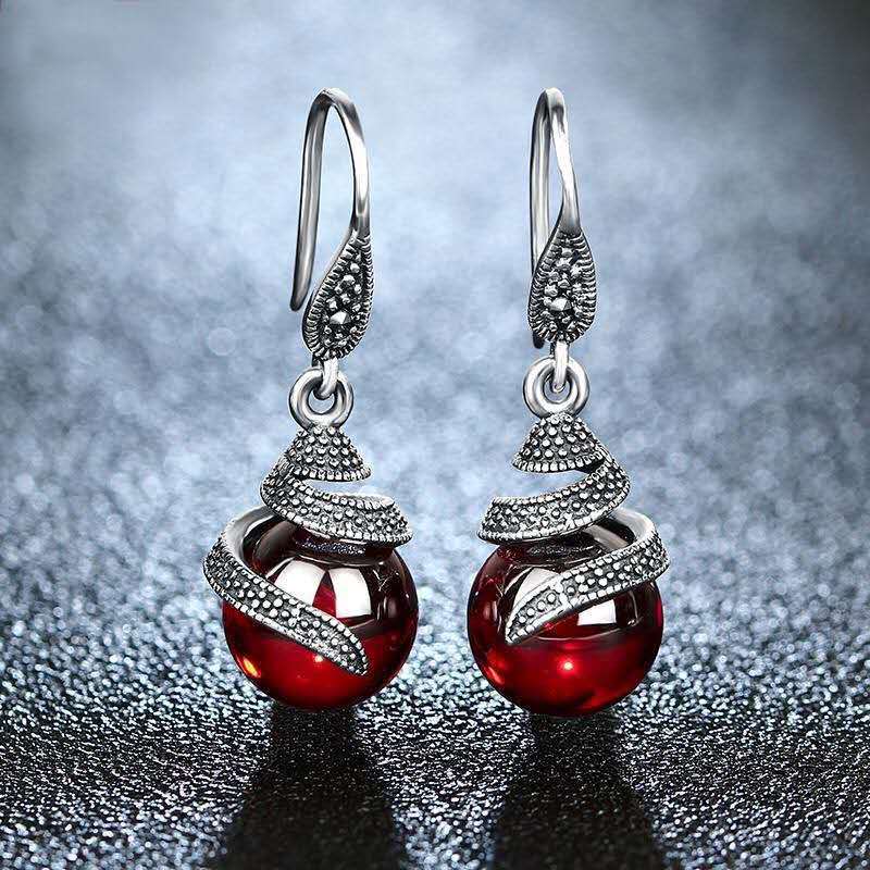 boucles-doreilles-perles-rondes-grenat-vintage