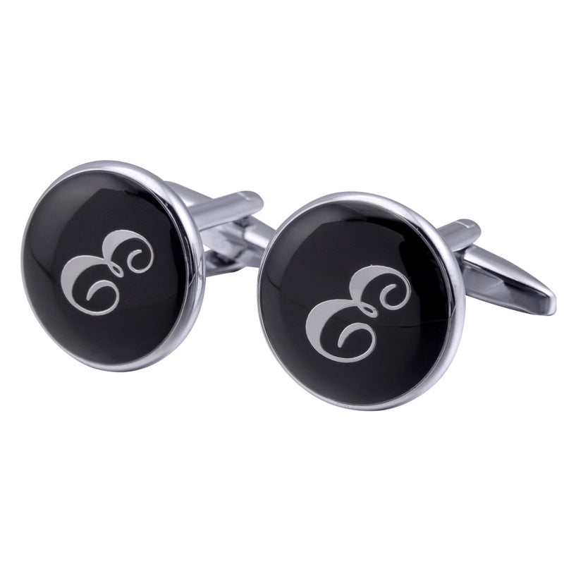 boutons-de-manchette-rond-noir-email-traditionnel-vintage