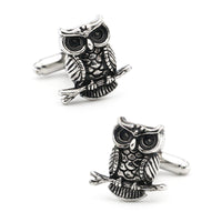 boutons-de-manchette-hibou-vintage-noir-de-la-serie-animal