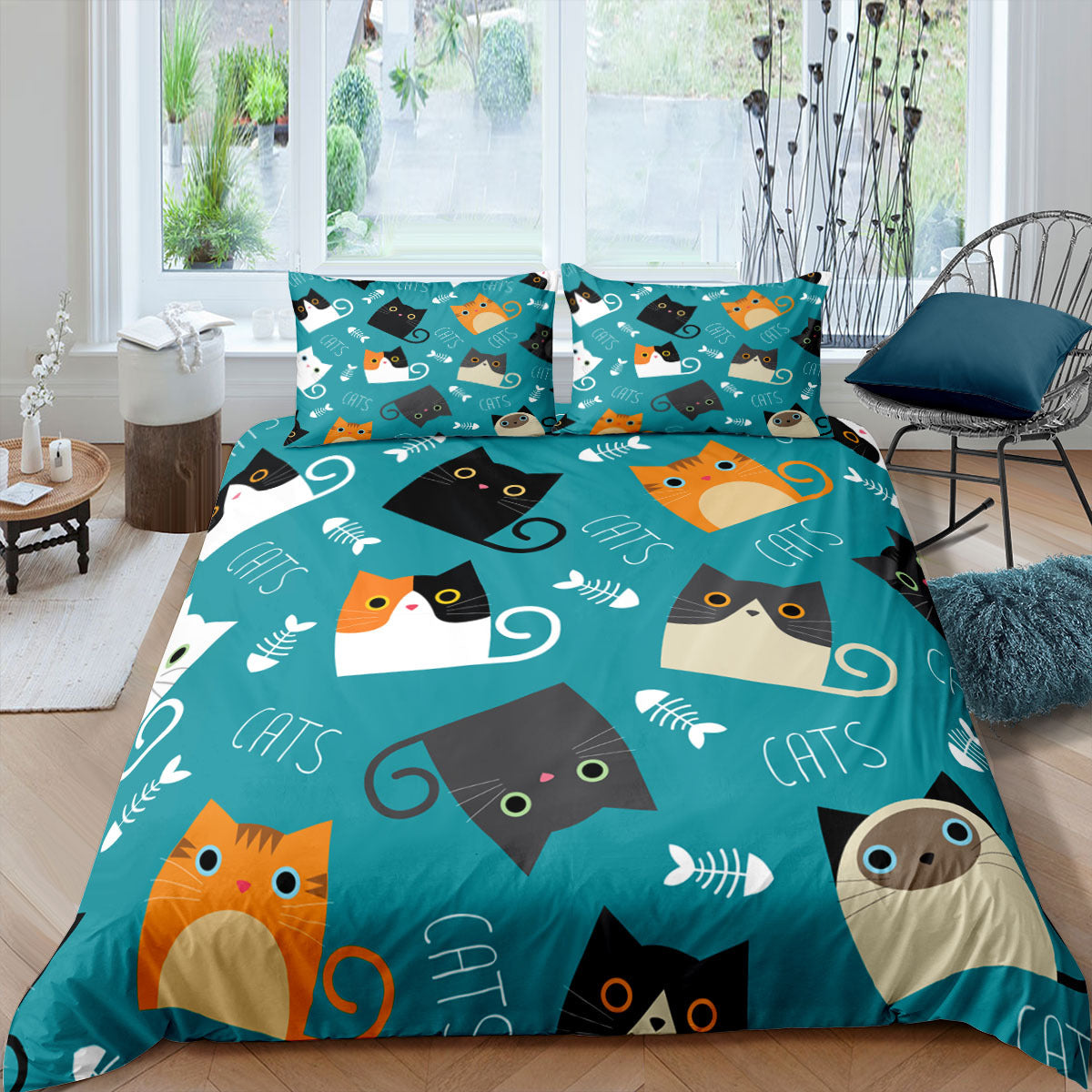 housse-de-couette-dessin-anime-chat-vintage