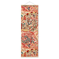 affiche-de-toile-de-defilement-dimpression-de-teinture-japonaise-multicolore-vintage