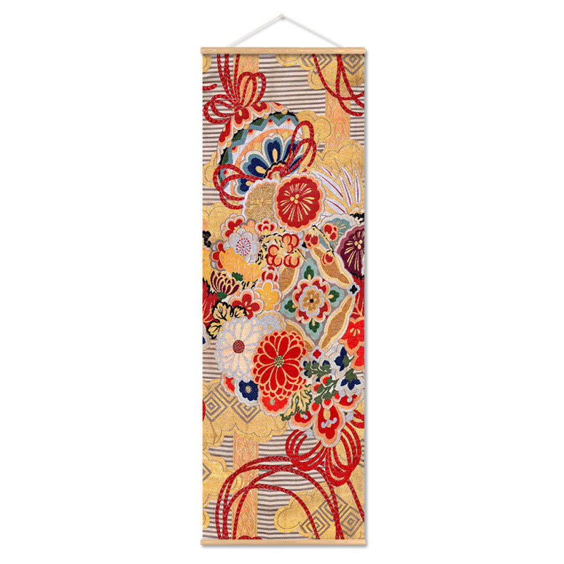 affiche-de-toile-de-defilement-dimpression-de-teinture-japonaise-multicolore-vintage
