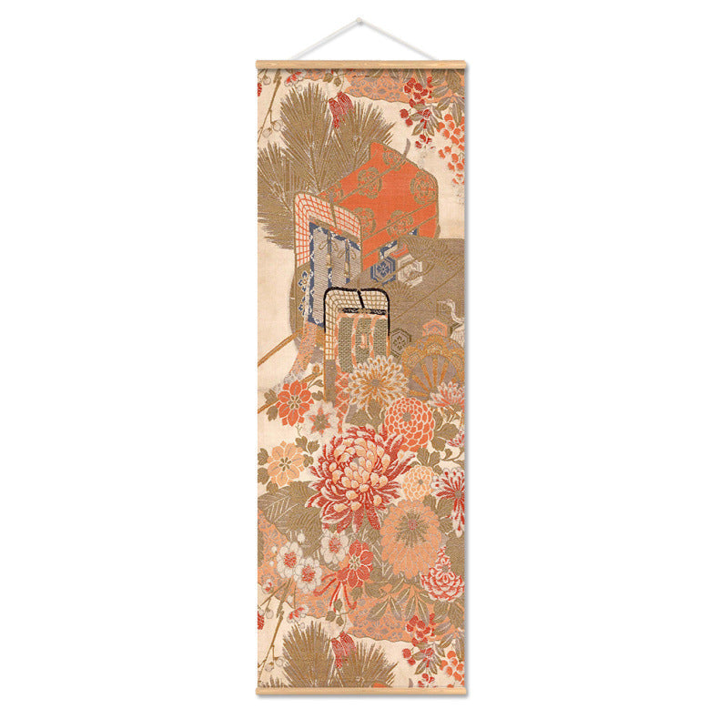 affiche-de-toile-de-defilement-dimpression-de-teinture-japonaise-multicolore-vintage