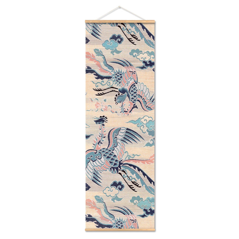 affiche-de-toile-de-defilement-dimpression-de-teinture-japonaise-multicolore-vintage