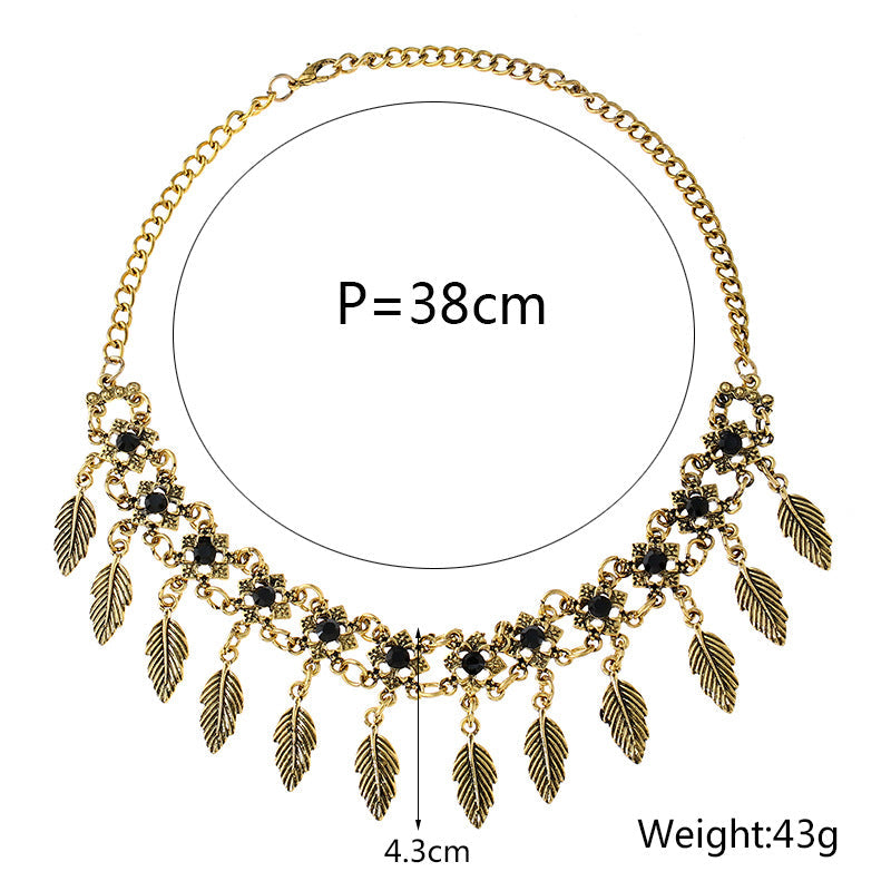 collier-court-pampille-feuille-vintage