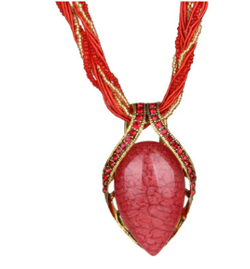 Collier Vintage En Cristal d'Opale De Bohême