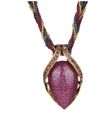 Collier Vintage En Cristal d'Opale De Bohême