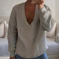 pull-ample-manches-longues-couleur-unie-vintage