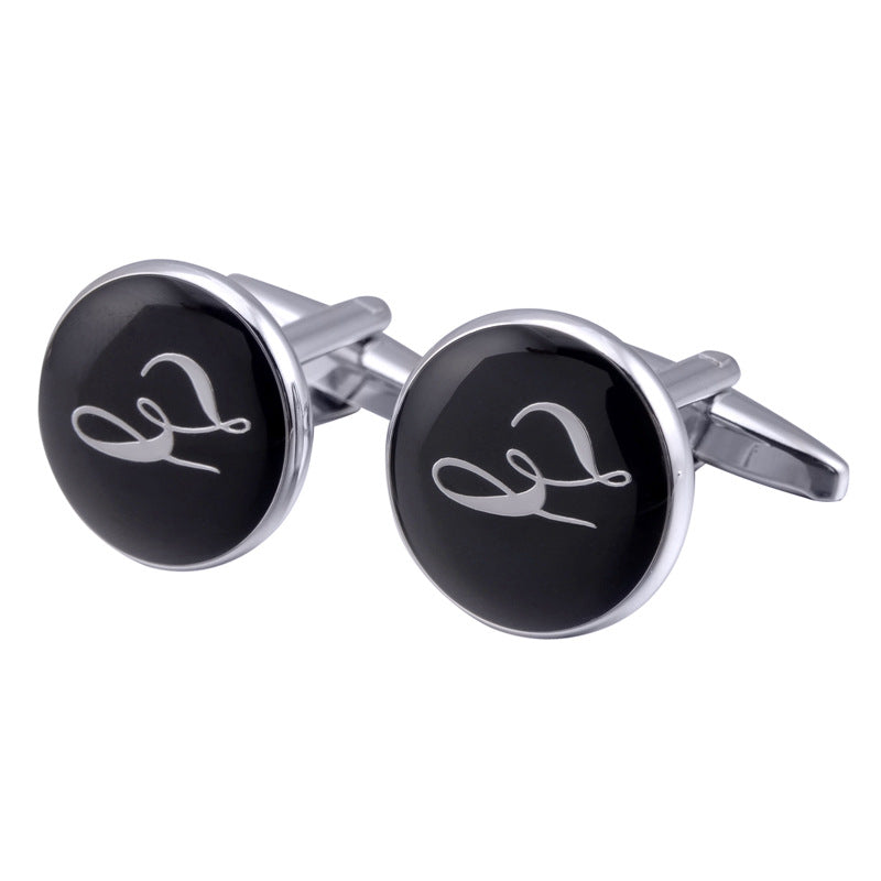 boutons-de-manchette-rond-noir-email-traditionnel-vintage